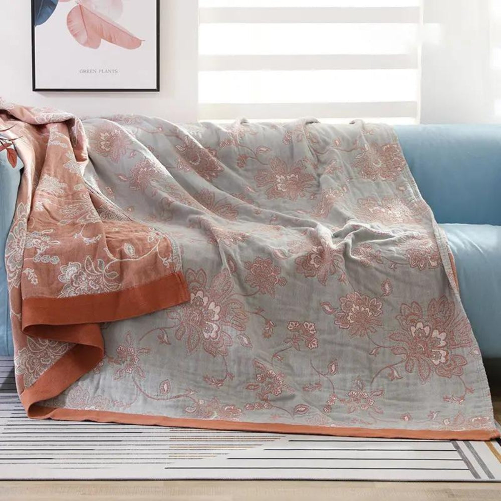 Jacquard Deken Met Bloemenpatroon Voor Comfortabel Gebruik Tijdens Alle Seizoenen