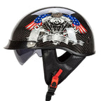 Carbon Half‑Face Motorhelm met Lichtgewicht Constructie en Veiligheidscertificering