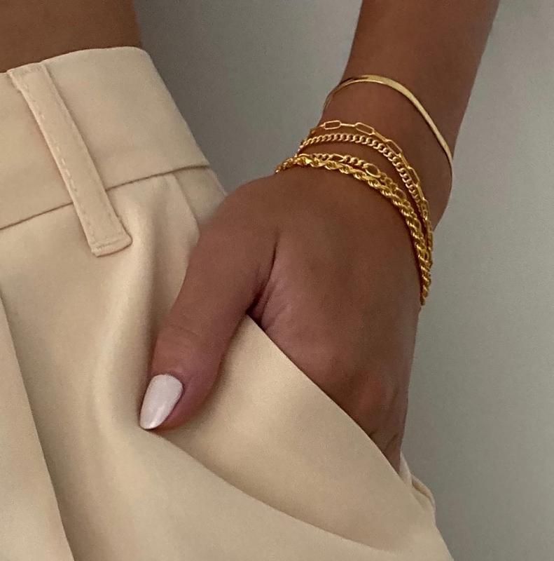 Vijfdelige armbandenset van roestvrij staal voor gelaagd dragen