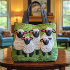 Handgequilt Schapen Tote met Ambachtelijke Constructie en Duurzame Draagkracht