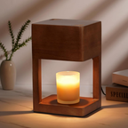 Houten Tafellamp met Warme LED‑Sfeerverlichting en Waxverwarmer