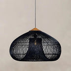 Rieten Hanglamp Met Handgevlochten Kap En Zachte Natuurlijke Lichtspreiding