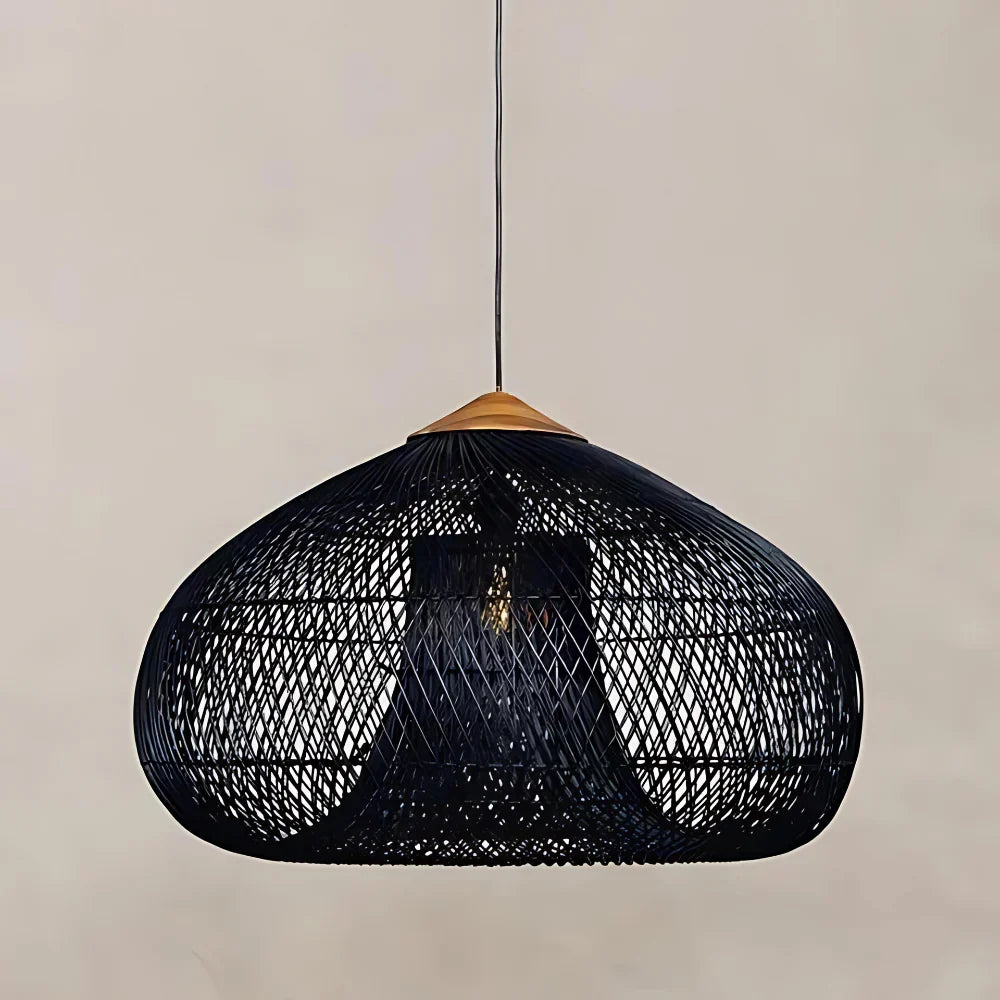 Rieten Hanglamp Met Handgevlochten Kap En Zachte Natuurlijke Lichtspreiding