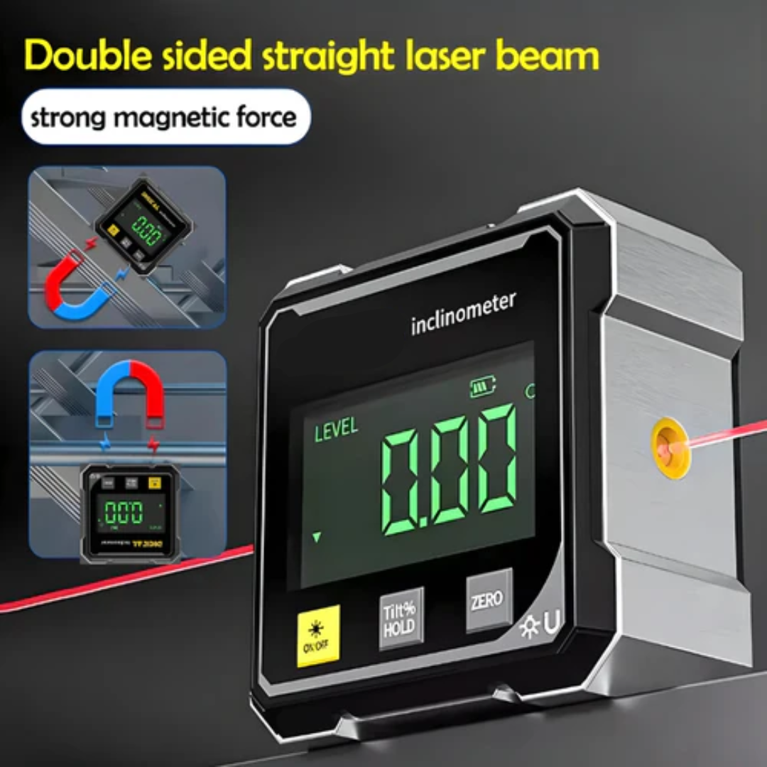 Digitale Hellingsmeter met Laser en Magnetische Zijden voor Nauwkeurige Metingen
