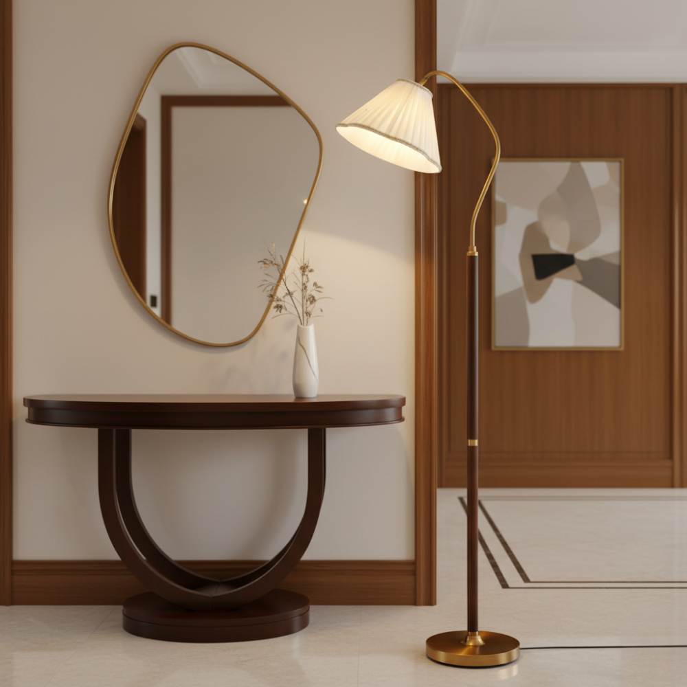 Japanse Vloerlamp met Houten Basis en Zachte Warme Sfeerverlichting