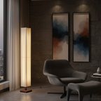 Japanse Vloerlamp met Houten Basis en Zachte Warme Sfeerverlichting