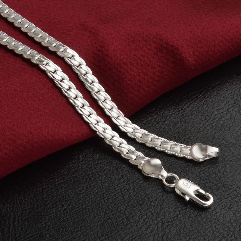 Schakelketting van Sterlingzilver voor Dames met Vlakke Schakels