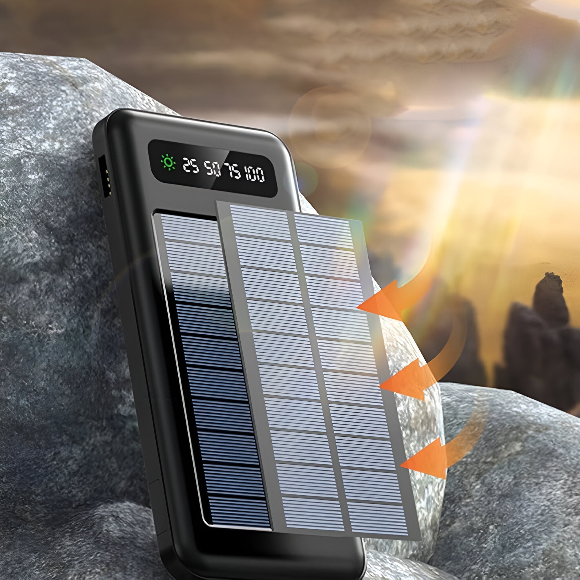 Solar Powerbank met 20.000mAh en LED‑Display