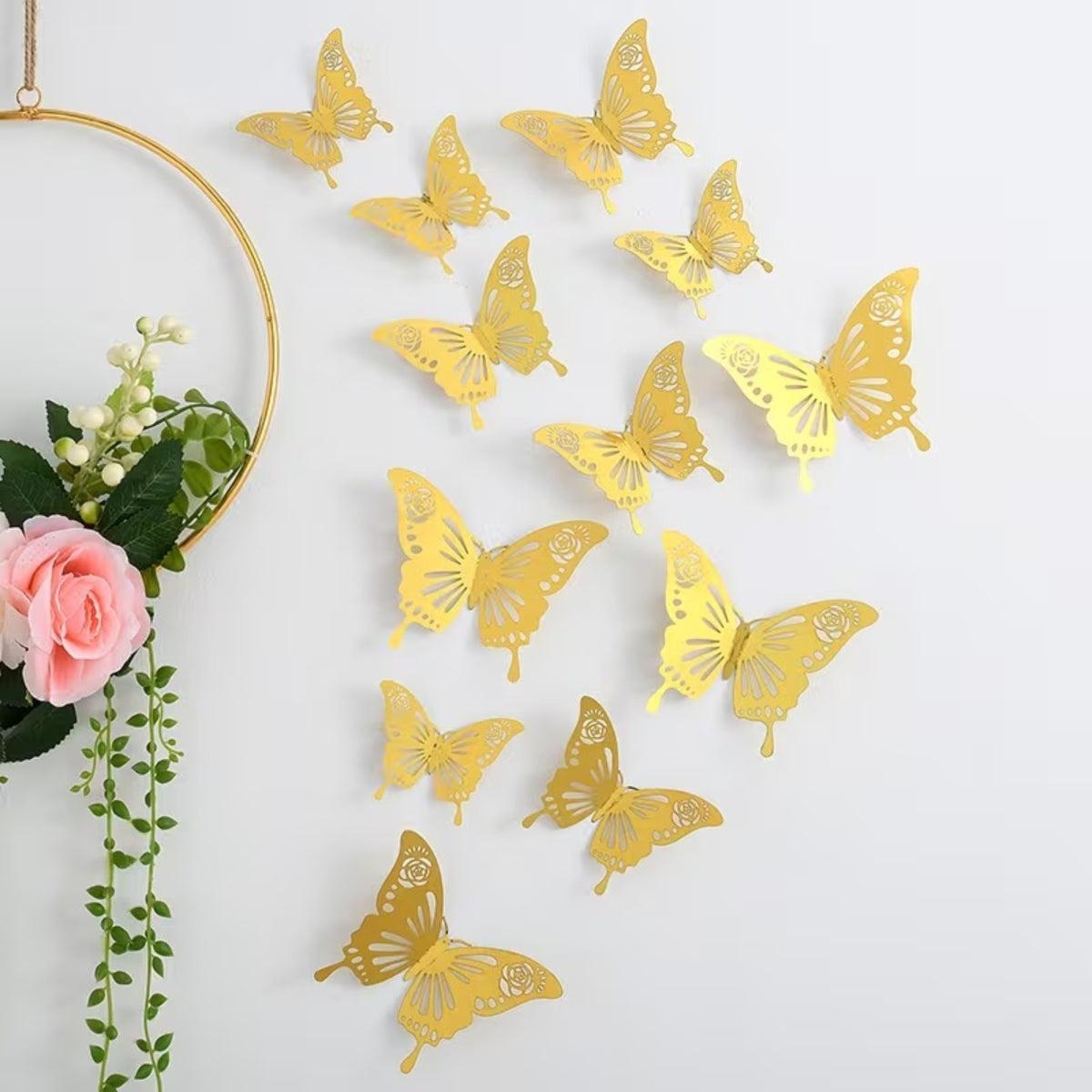 3D Vlinder Wanddecoratie Set Met Decoratieve Uitsnijdingen Voor Creatieve Muurdecoratie