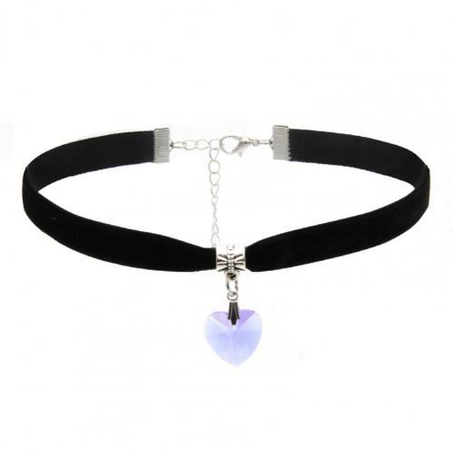 Choker van Fluweel met Hartvormige Hanger en Verlengketting