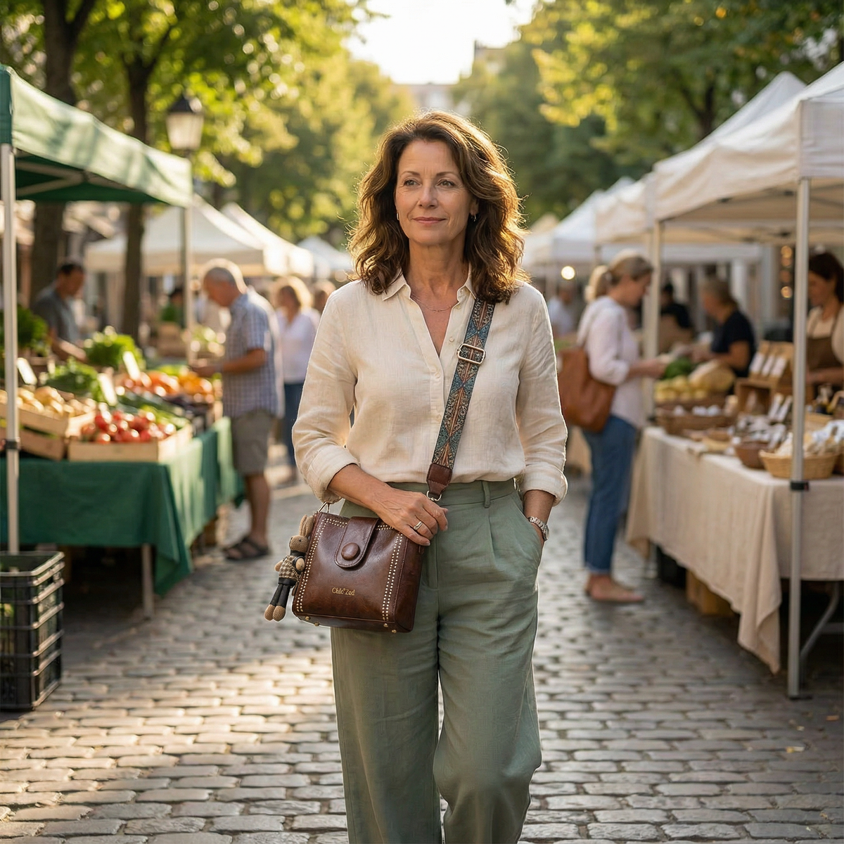 Vintage Crossbody Tas Met Geweven Schouderband En Slimme Opbergvakken