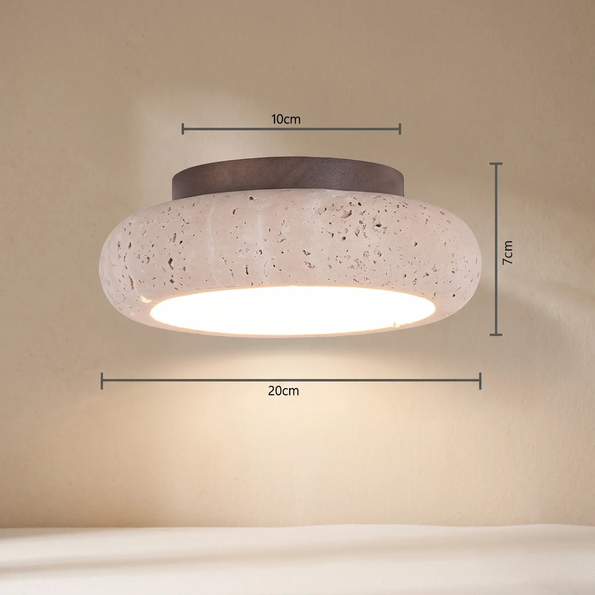Travertin-Look Plafondlamp met Warm Licht