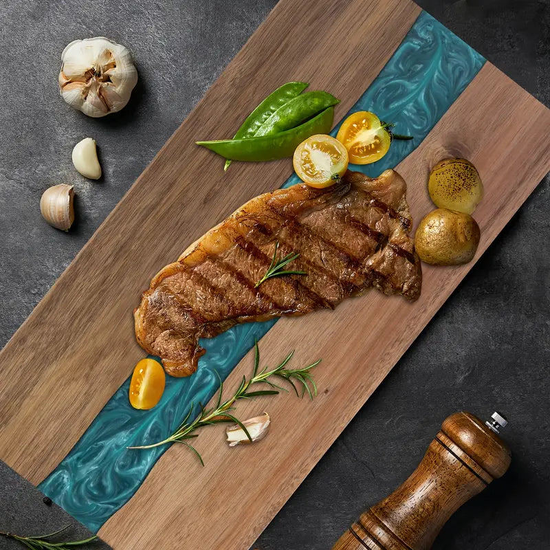 Houten Snij‑ en Serveerplank met Resinaccent