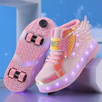Rolschaats Sneakers Met LED Verlichting En Decoratieve Vleugels