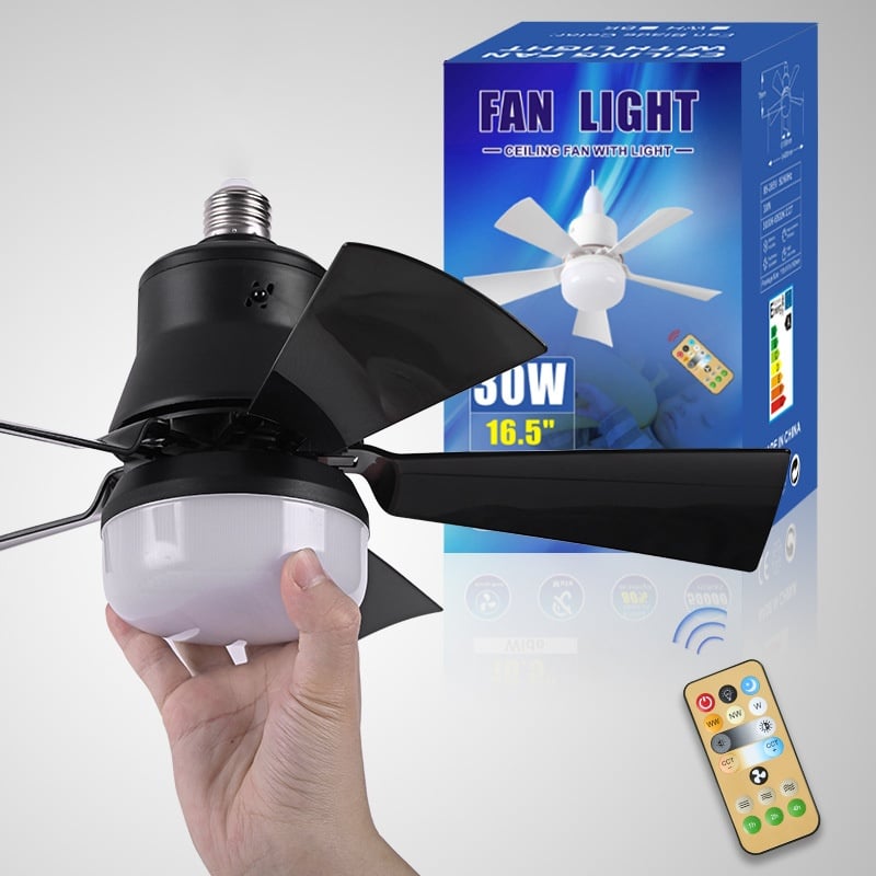 E27 plafondventilator met dimbare LED-lamp en afstandsbediening