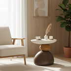 Ronde Bijzettafel met Minimalistisch Ontwerp en Stevige Moderne Steenlook