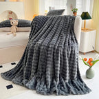 Fleecedeken met Bolletjesstructuur als Plaid voor Bank en Bed