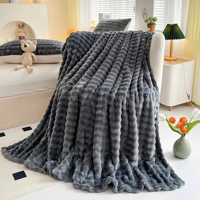 Fleecedeken met Bolletjesstructuur als Plaid voor Bank en Bed