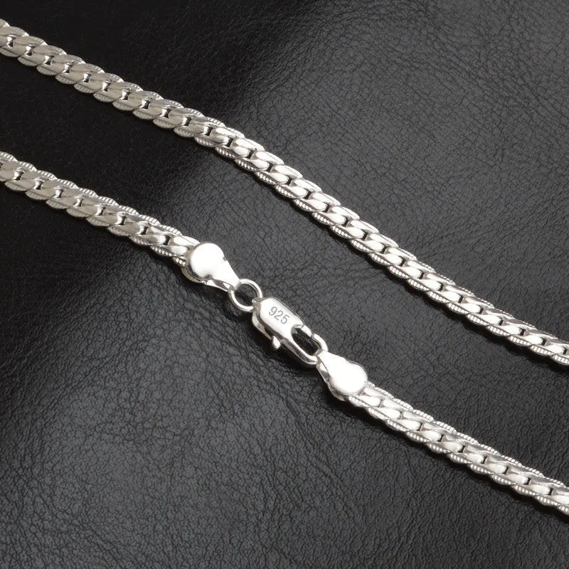 Schakelketting van Sterlingzilver voor Dames met Vlakke Schakels