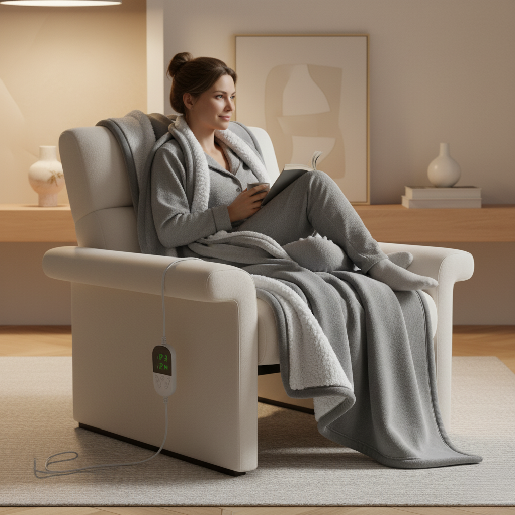 Elektrische Fleece Deken met Instelbare Warmte en Zachte Comfortstructuur