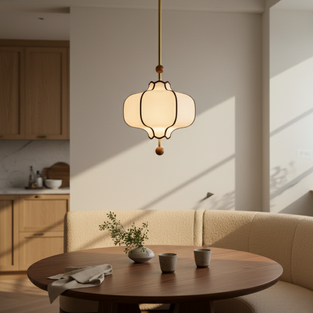 Hanglamp met Stoffen Kap en Zachte Rustgevende Sfeerverlichting