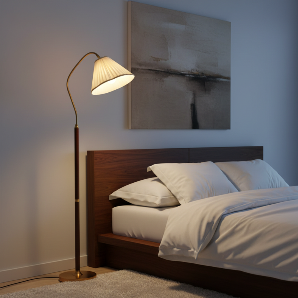 Japanse Vloerlamp met Houten Basis en Zachte Warme Sfeerverlichting