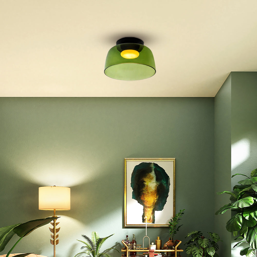 Glazen Plafondlamp Met Gelaagde Vorm En Moderne Sfeerverlichting
