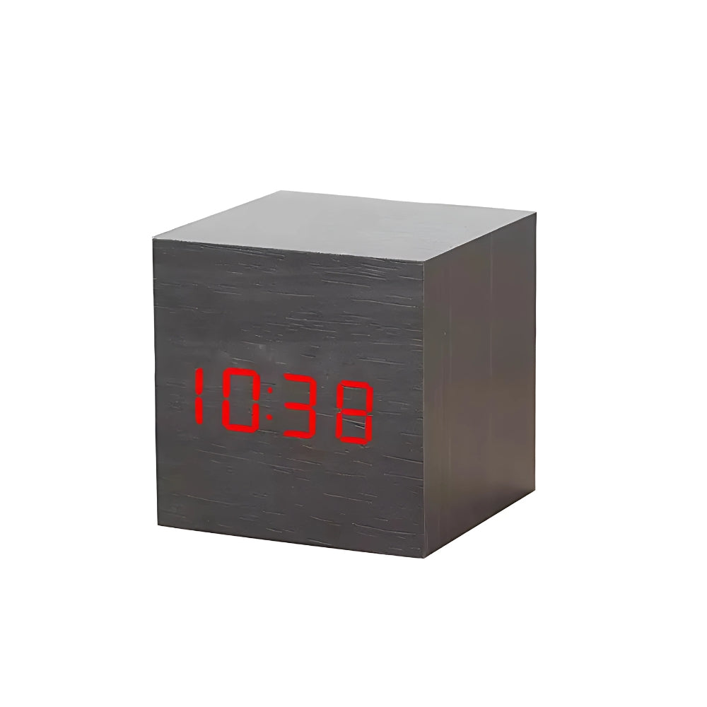 LED Wekker Met Houtlook Behuizing En Multifunctioneel Display