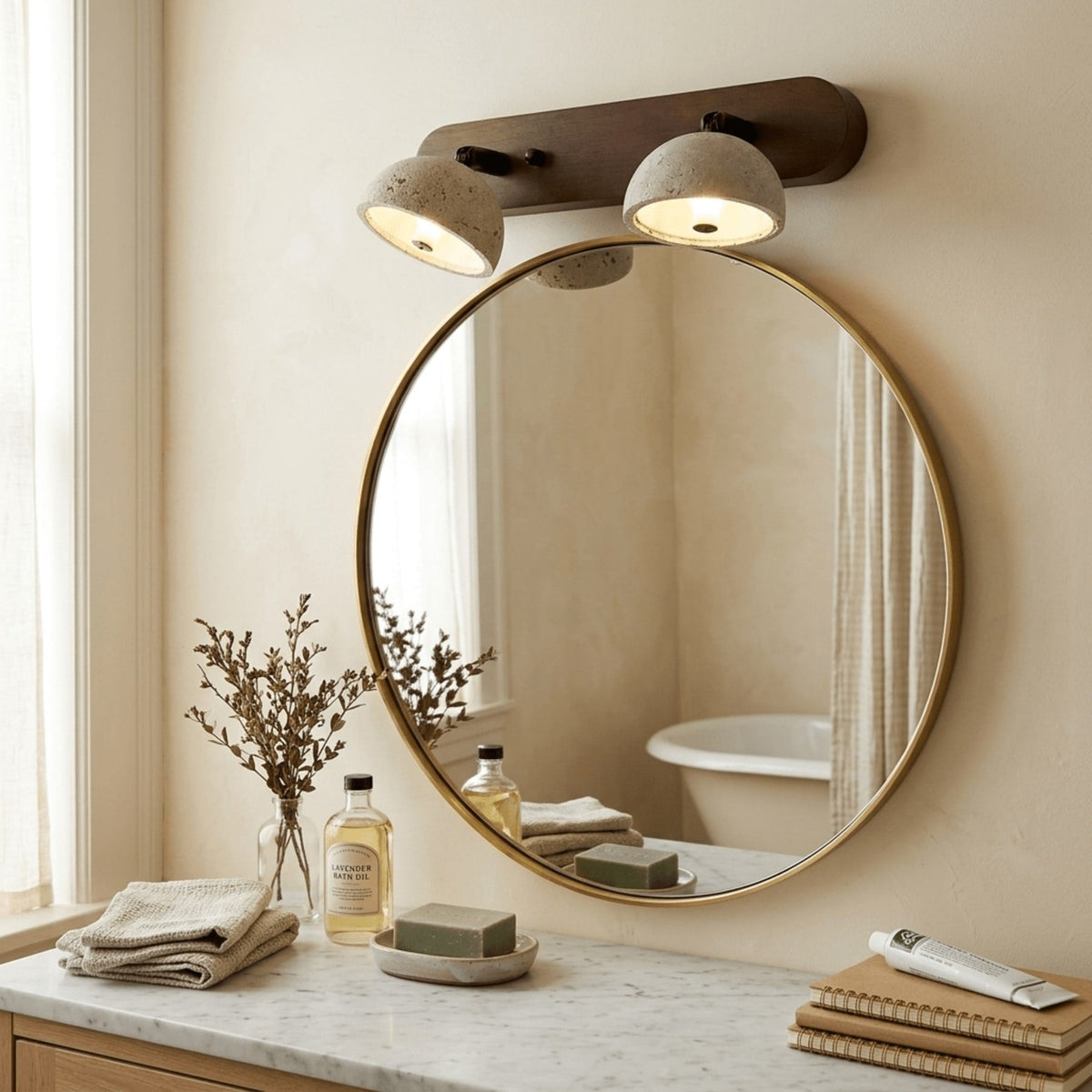 Travertin Wandlamp Met Slank Profiel En Warme Lichtgloed Voor Moderne Ruimtes