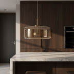 Hanglamp met Glazen Kap en Warme Moderne LED‑Sfeerverlichting