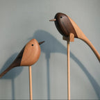 Scandinavische Houten Vogelsculpturen – Set van 2