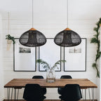 Rieten Hanglamp Met Handgevlochten Kap En Zachte Natuurlijke Lichtspreiding