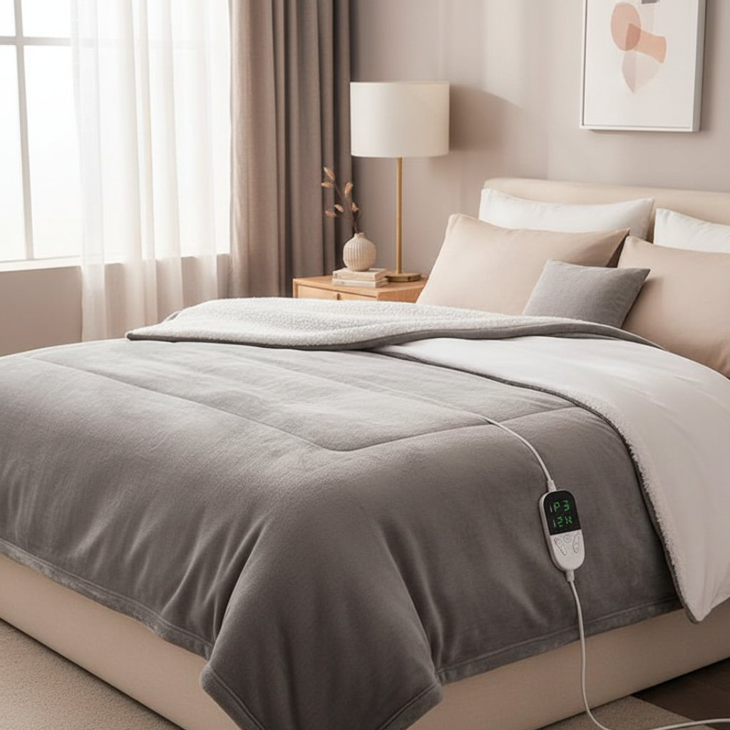 Elektrische Fleece Deken met Instelbare Warmte en Zachte Comfortstructuur