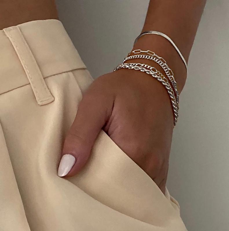 Vijfdelige armbandenset van roestvrij staal voor gelaagd dragen