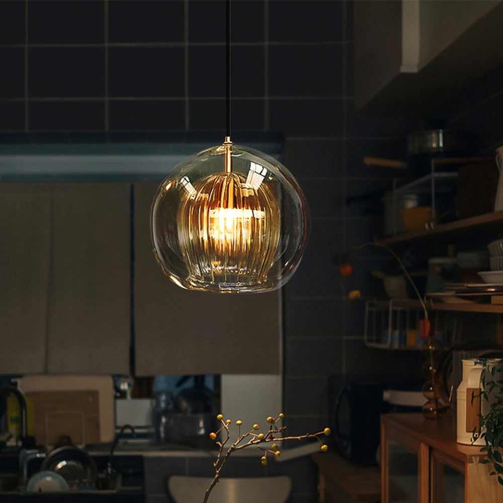 Hanglamp Met Glazen Bolkap In Transparant Of Amber