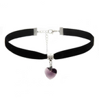 Choker van Fluweel met Hartvormige Hanger en Verlengketting