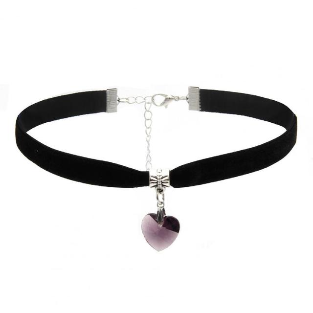 Choker van Fluweel met Hartvormige Hanger en Verlengketting