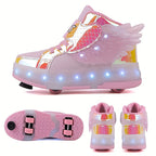 Rolschaats Sneakers Met LED Verlichting En Decoratieve Vleugels
