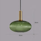 Glas Hanglamp Met Geribbelde Kap En Strakke Buisfitting Voor Zachte Ruimteverlichting