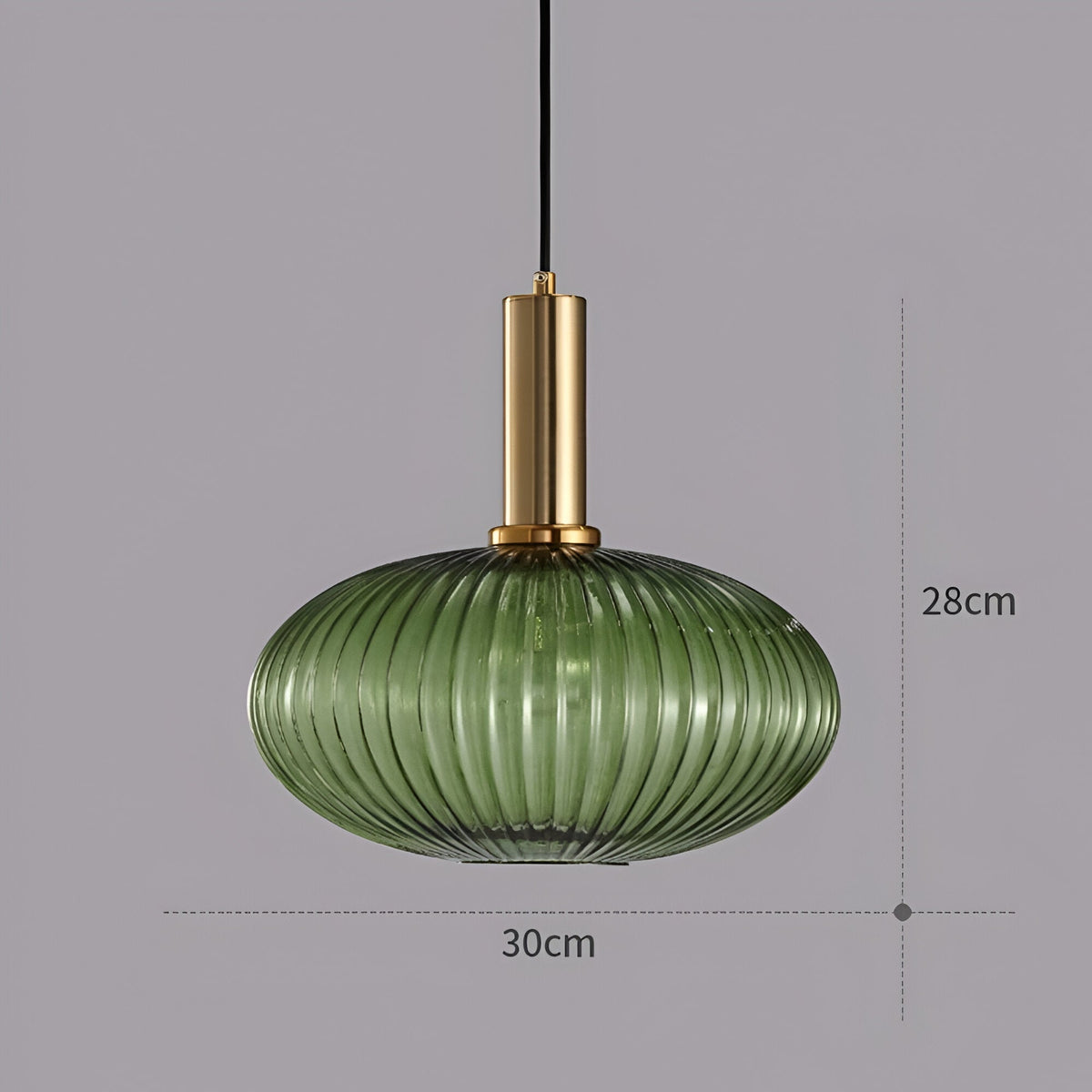 Glas Hanglamp Met Geribbelde Kap En Strakke Buisfitting Voor Zachte Ruimteverlichting