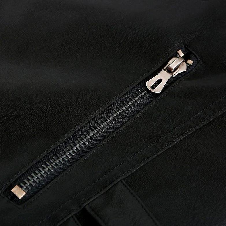 Bikerjack voor Heren van Imitatieleer met Rits en Streepdetails