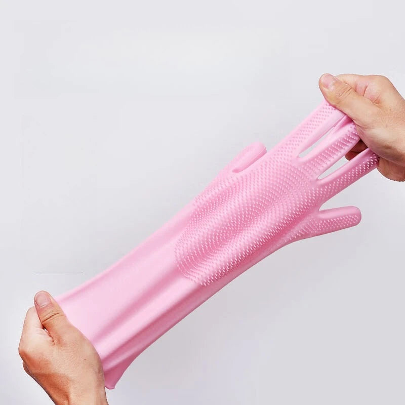 Siliconen Afwashandschoenen Met Geïntegreerde Borstels Voor Efficiënte Reiniging