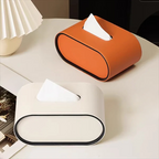 Tissuebox Met Ovaal Ontwerp En Luxe Pu‑Leren Afwerking