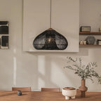 Rieten Hanglamp Met Handgevlochten Kap En Zachte Natuurlijke Lichtspreiding