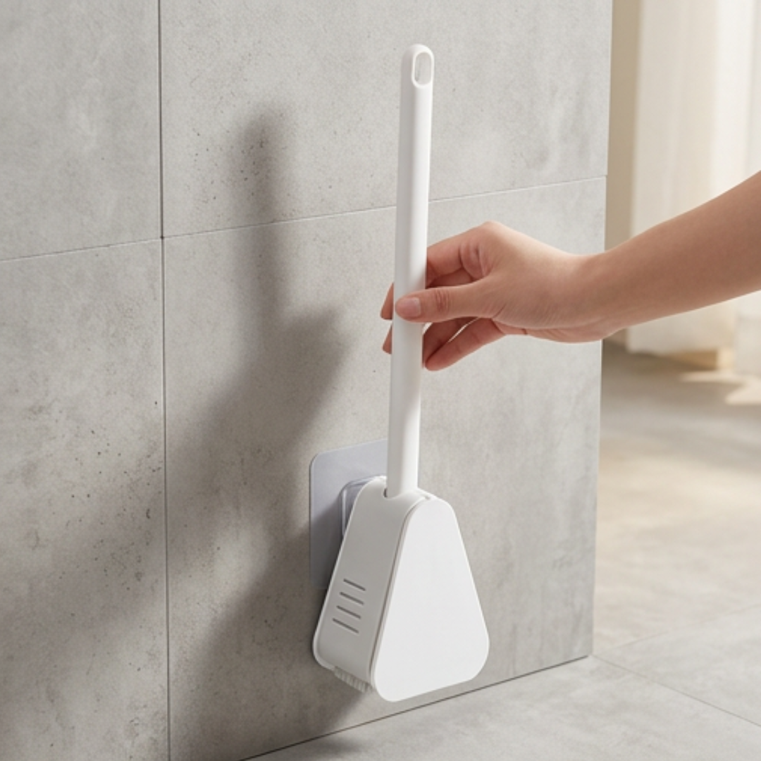 Flexibele Toiletborstel Met Driehoekige Borstelkop Voor Grondige Reiniging