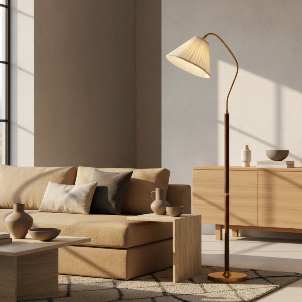 Japanse Vloerlamp met Houten Basis en Zachte Warme Sfeerverlichting