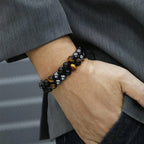 Dubbel Laags Kristallen Armband met Elastische Pasvorm en Luxe Geschenkdoos
