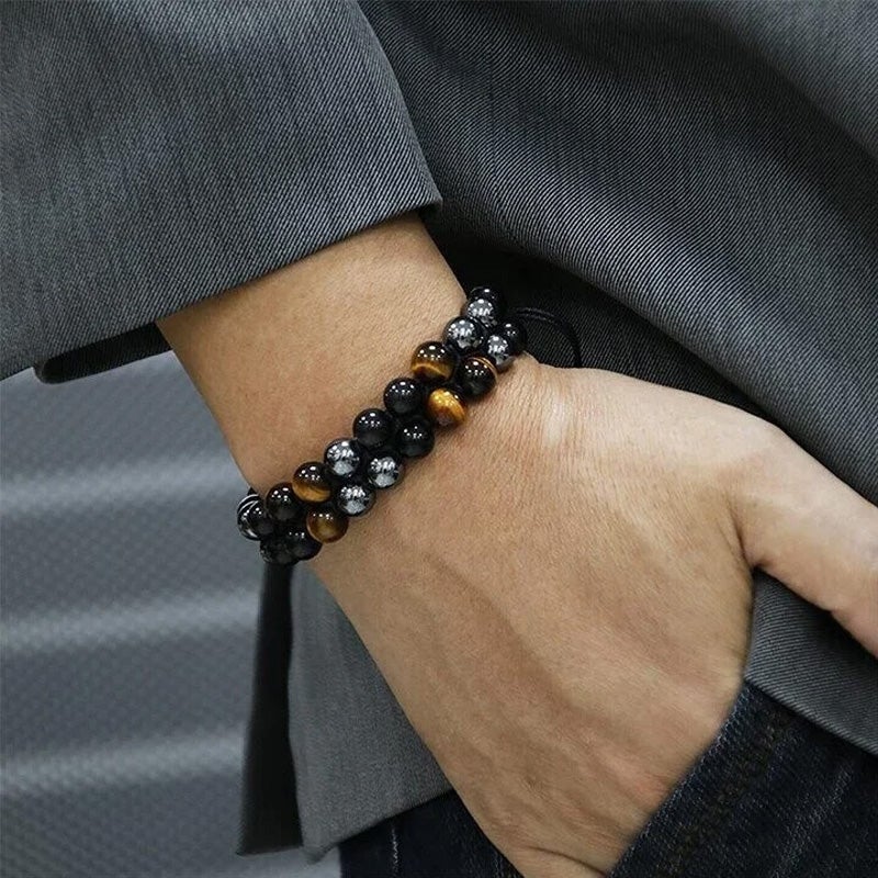 Dubbel Laags Kristallen Armband met Elastische Pasvorm en Luxe Geschenkdoos