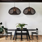 Rieten Hanglamp Met Handgevlochten Kap En Zachte Natuurlijke Lichtspreiding