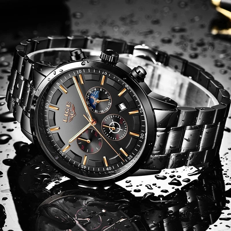Klassiek Roestvrijstalen Herenhorloge Met Datumweergave